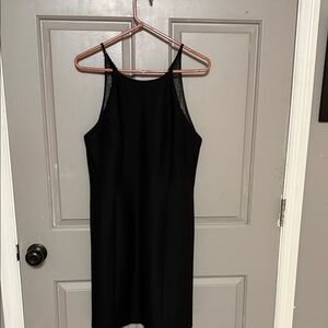 Jessica Howard Black Mini Dress with Lace-Strap Detail